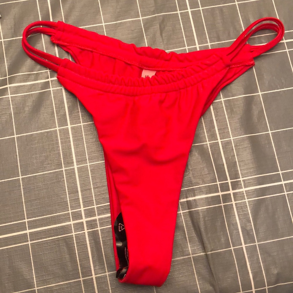 Sexy red thong high waisted bikini bottom